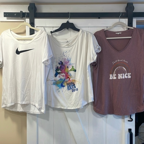 Nike-Disney- maurices 3 Pk Tee’s size XL crew-scoup-Vneck white & plum - Picture 1 of 11